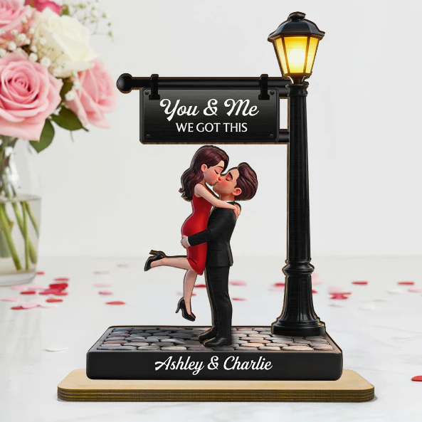 Timeless Love Under The Light - Personalized 2-Layered Wooden Plaque - Heartfelt Anniversary Gift, Wedding Gift For Couple, For Him, For Her