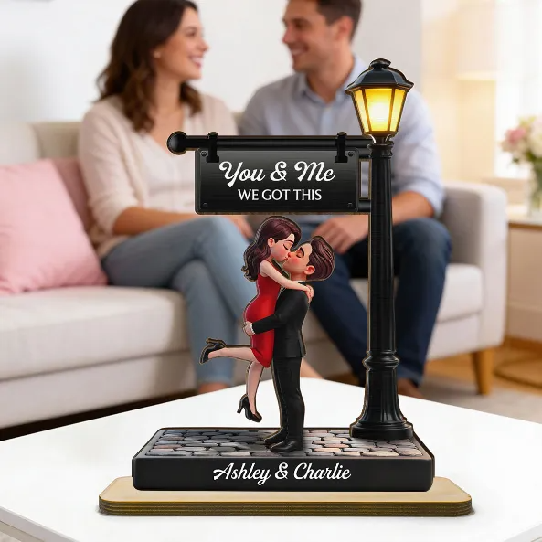 Timeless Love Under The Light - Personalized 2-Layered Wooden Plaque - Heartfelt Anniversary Gift, Wedding Gift For Couple, For Him, For Her