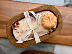 Wooden dough bowl Thanksgiving Candles