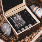 Personalized Whiskey Glasses in Wooden Box, Groomsmen Gifts, Best Man Gift, Father of The Groom Gift, Father of The Bride Gift, Husband Gift