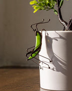 Grasshopper Stained Glass Planter, Unique Housewarming Anniversary Gift for Mom from Daughter, Garden Stake Home Decoration, Bug Planter