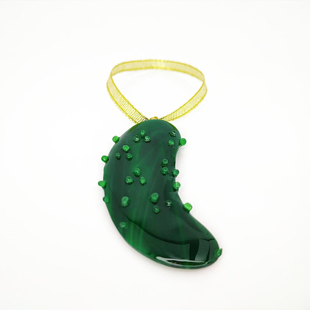 Glass Christmas Pickle Ornament. Fun Christmas Gift for Tree Decor. Unique Holiday Tradition Keepsake. Handmade Glass Pickle for Xmas Tree