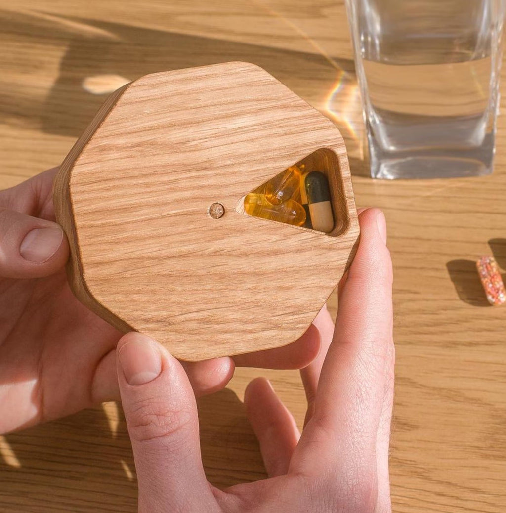 Wooden Daily Pill Box 7-Day, Pill Organizer, Weekly Pill Case,  Engraved Pill Container Storage