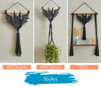 Gothic Bat Decor, Hanging Macrame, Witchy Room Decor, Modern Halloween, Dark Wall Art, Hanging Plant Holder, Bat Decorations W52