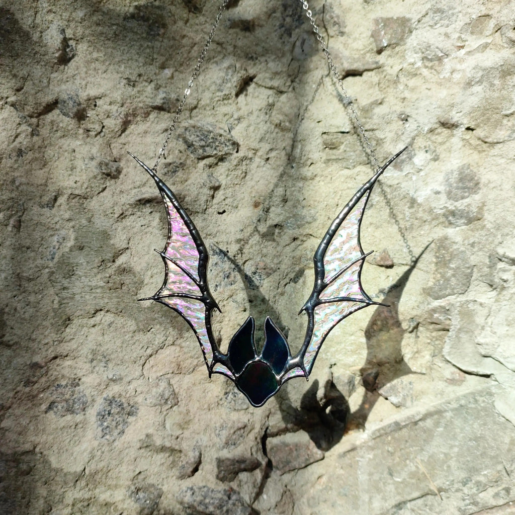 Stained Glass Bat Suncatcher. Gothic Halloween Decor with Wings. Unique Spooky Window Decoration. Perfect Halloween Bat Gift for Friends