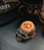 Halloween Candle Skull bleeding red witch