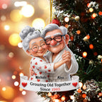 Personalized Old Couple Dancing Acrylic Ornament, Growing Old Together, Christmas Gift For Couple, For Her, For Him, For Grandparents