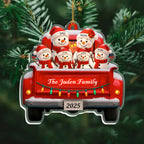 Personalized Snowman Family Christmas Ornament, Red Truck Christmas Ornament, Snowman Ornament, Custom Name Ornament, Baby First Christmas