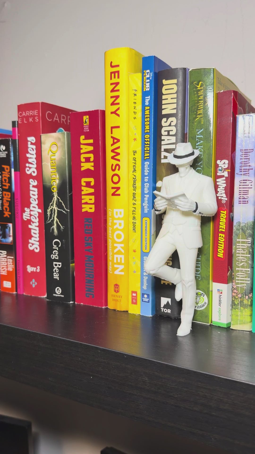 Skulduggery Skeleton Detective Bookend - Gothic Bookshelf Decor & Gift